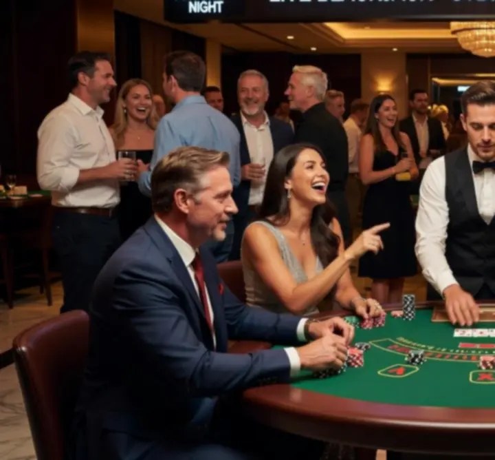 Blackjack tournament with multiple players at premium gaming table