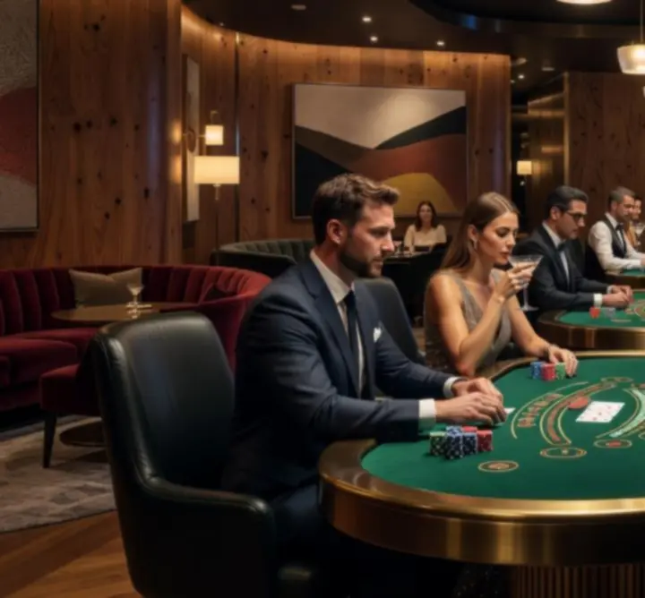 Blackjack tournament atmosphere with professional croupiers