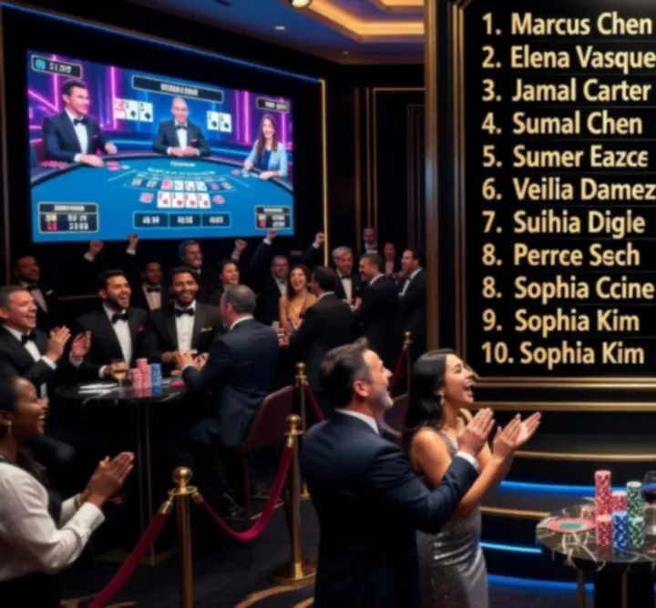 Digital leaderboard display showing blackjack rankings