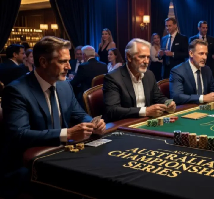 Tournament schedule collage featuring poker tournaments and blackjack tables in Australian venues